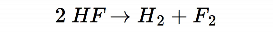 2 HF --> H2 + F2