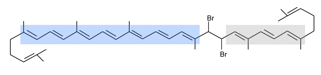 Vergleich der beiden Verbindungen Butadien und 3-Buten-2-on. Erläuterungen siehe Text.